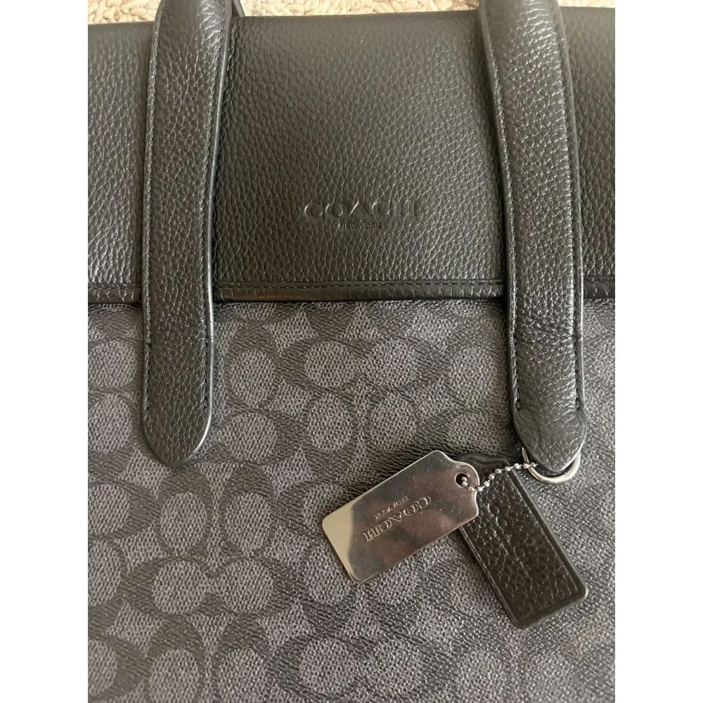 Coach Sullivan Signature Briefcase Charcoal Black NEW - Picture 8 of 8